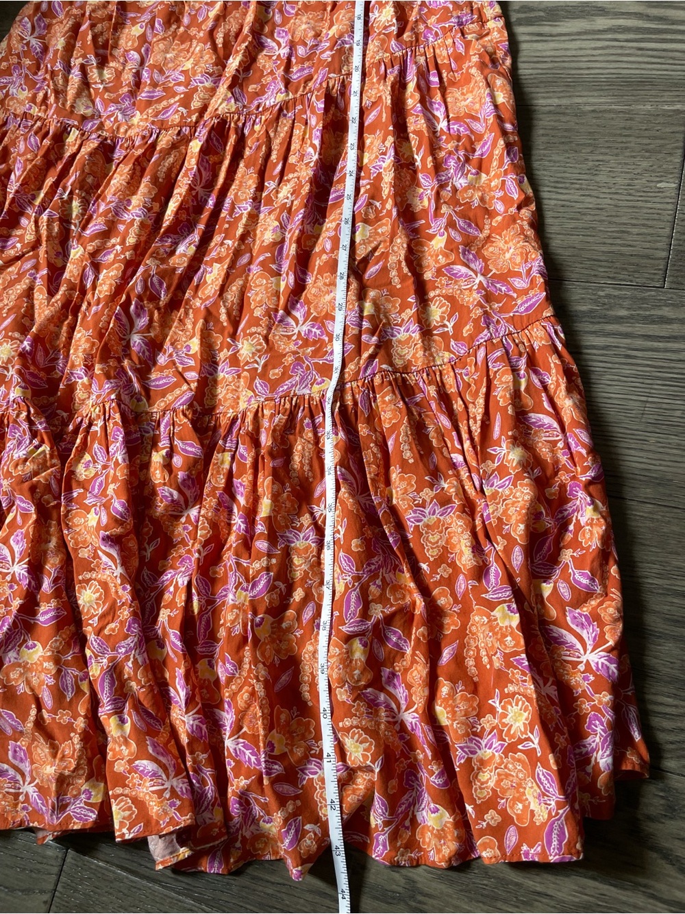 J. Crew • Floral Orange Pink Ruffle Tiered Maxi Dress in Painted Block Print • M - Picture 15 of 15